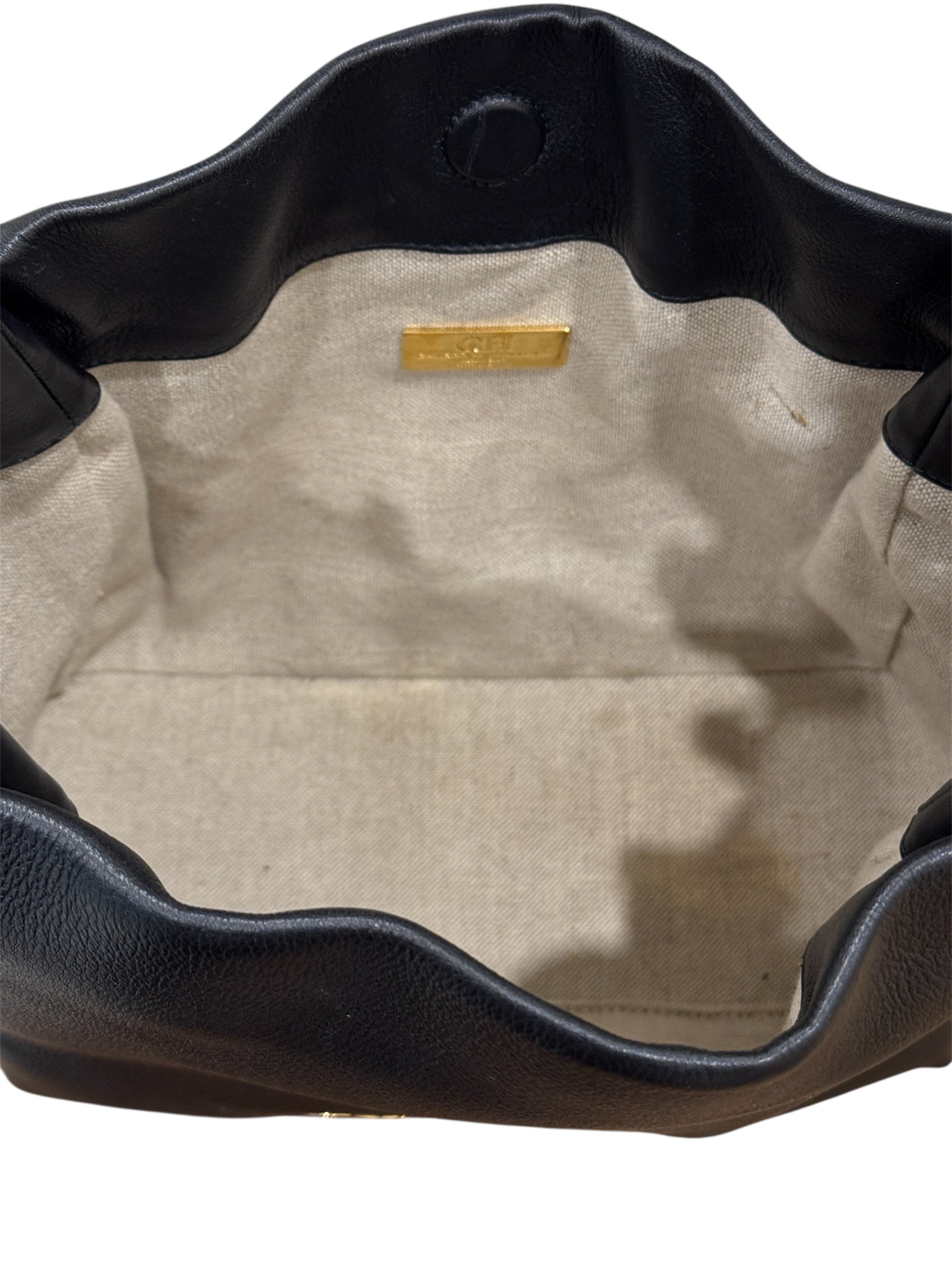 Black Satin and Leather Chain Bag