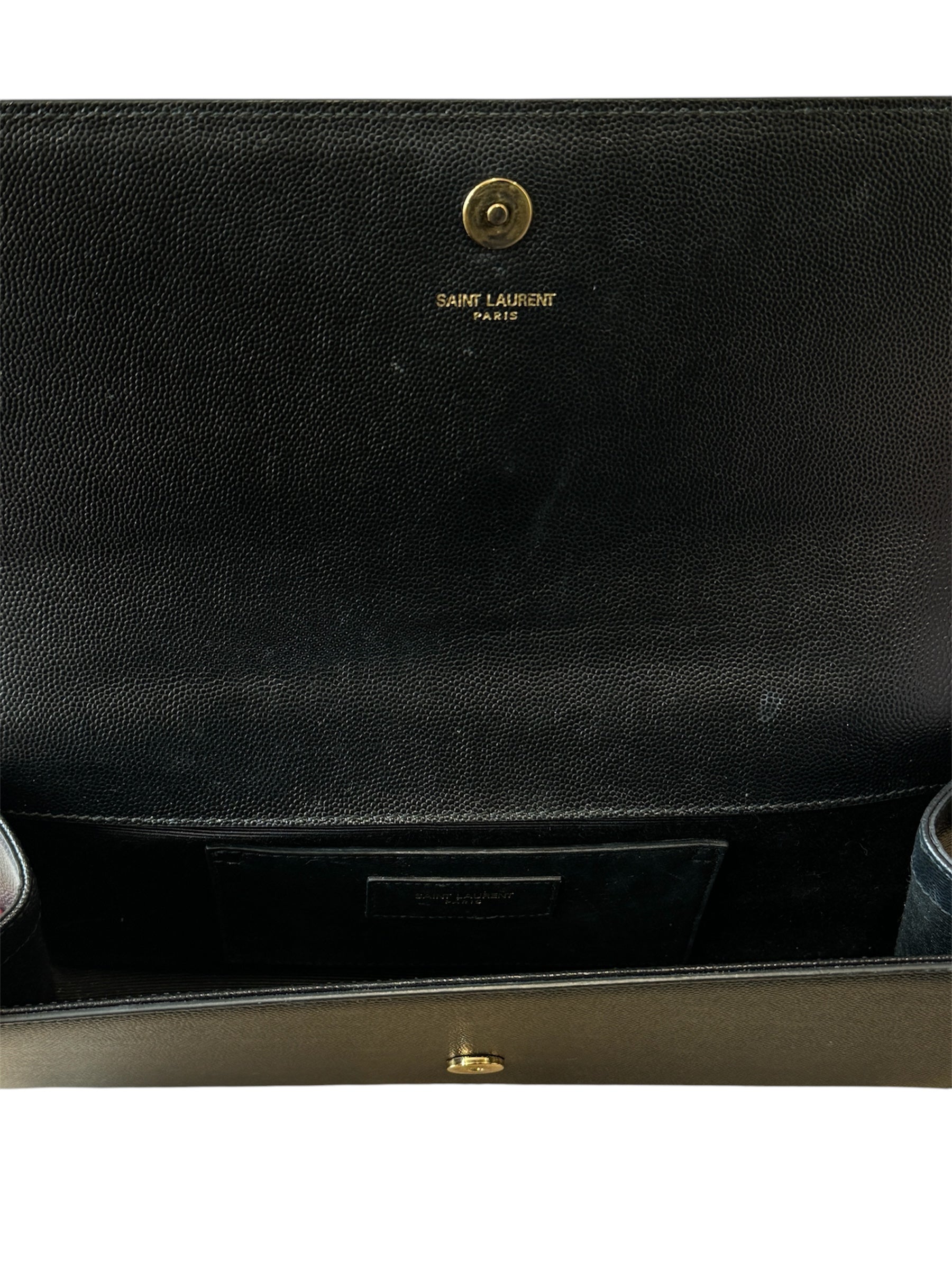 Black Leather Monogram Cassandre Clutch