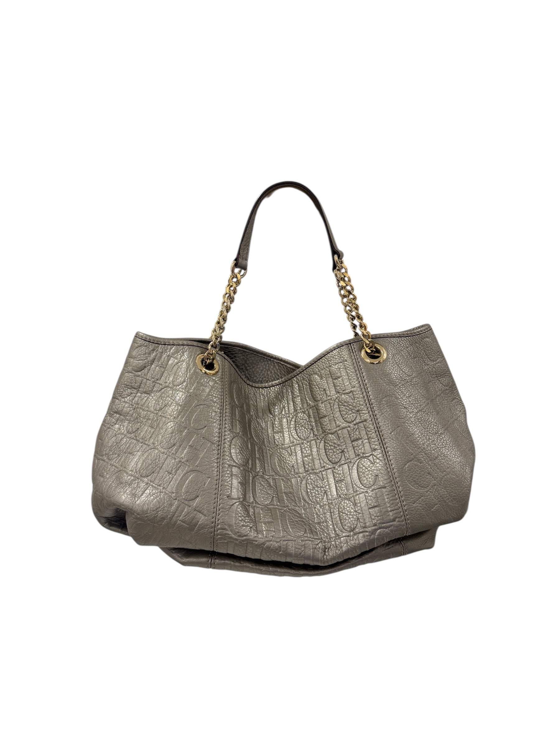 Silver Monogram Leather Bag