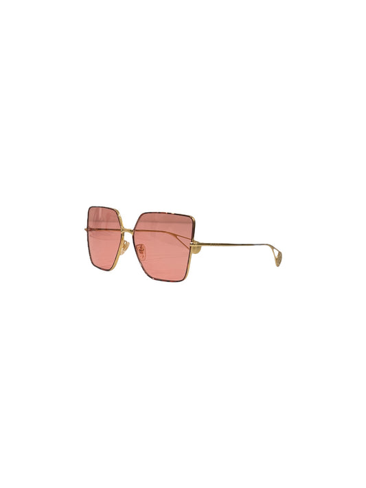 Gold Tone Metal Square Sunglasses
