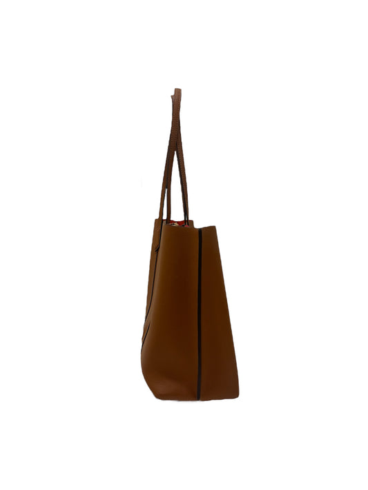 Brown Leather Small Triple Compartment Perry Tote
