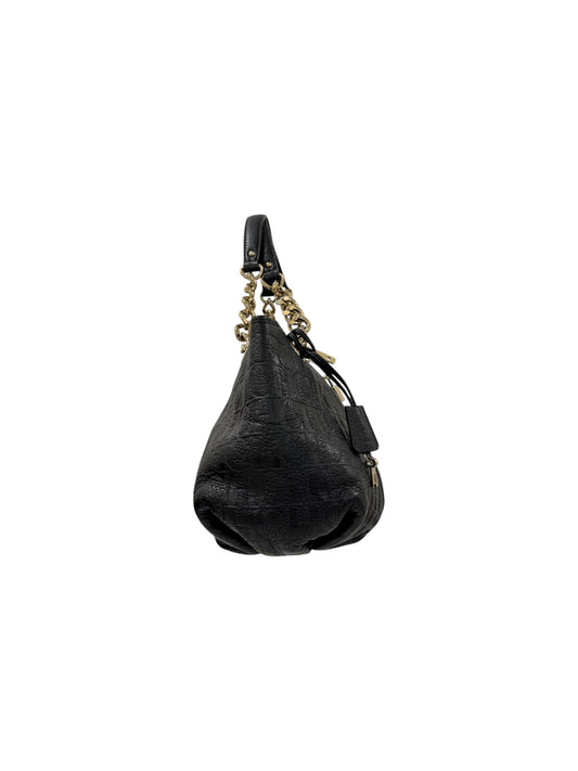 Black Monogram Embossed Leather Dahlia Hobo