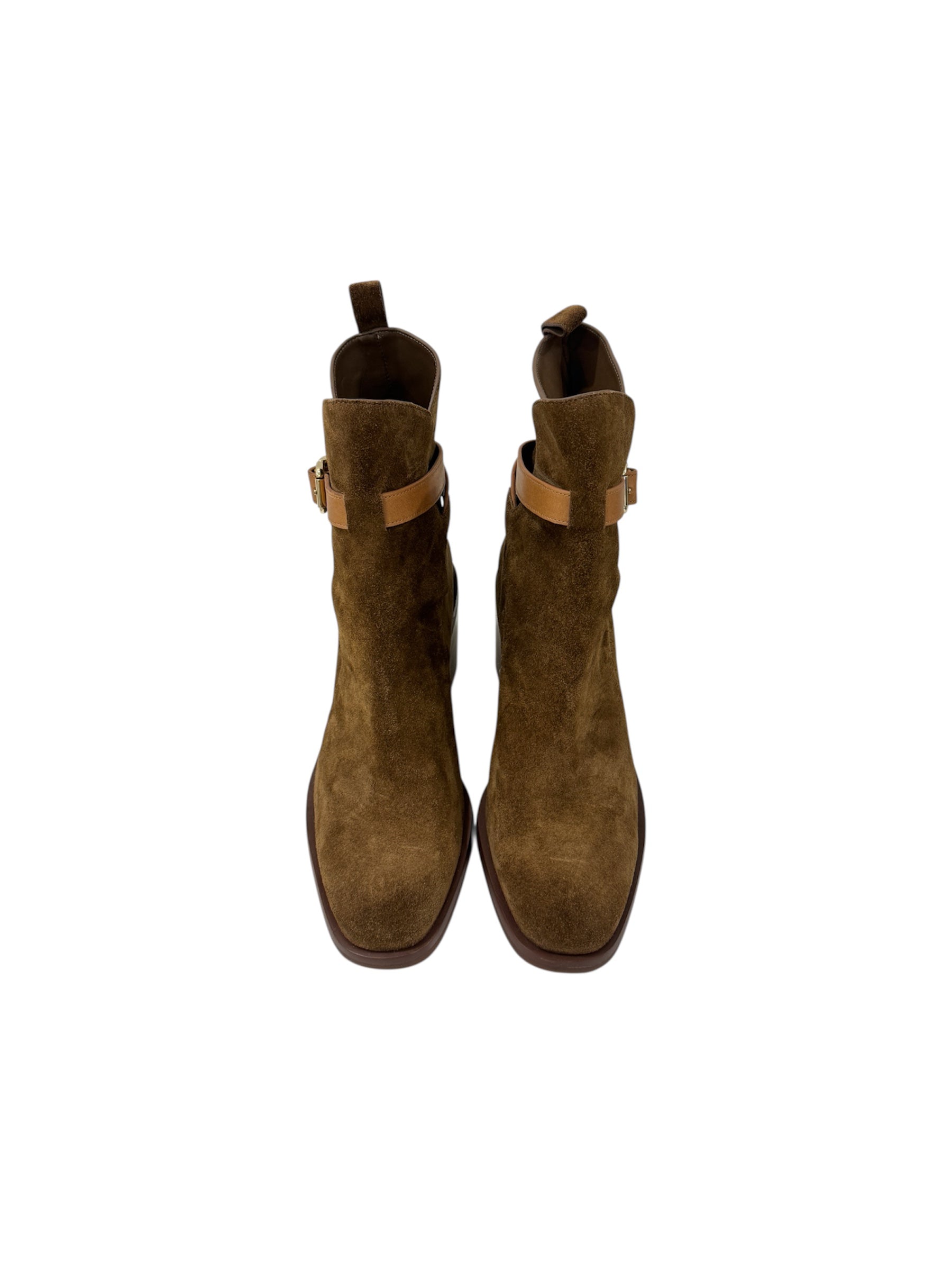 Alexa Leather-Trimmed Suede Ankle Boots | 40
