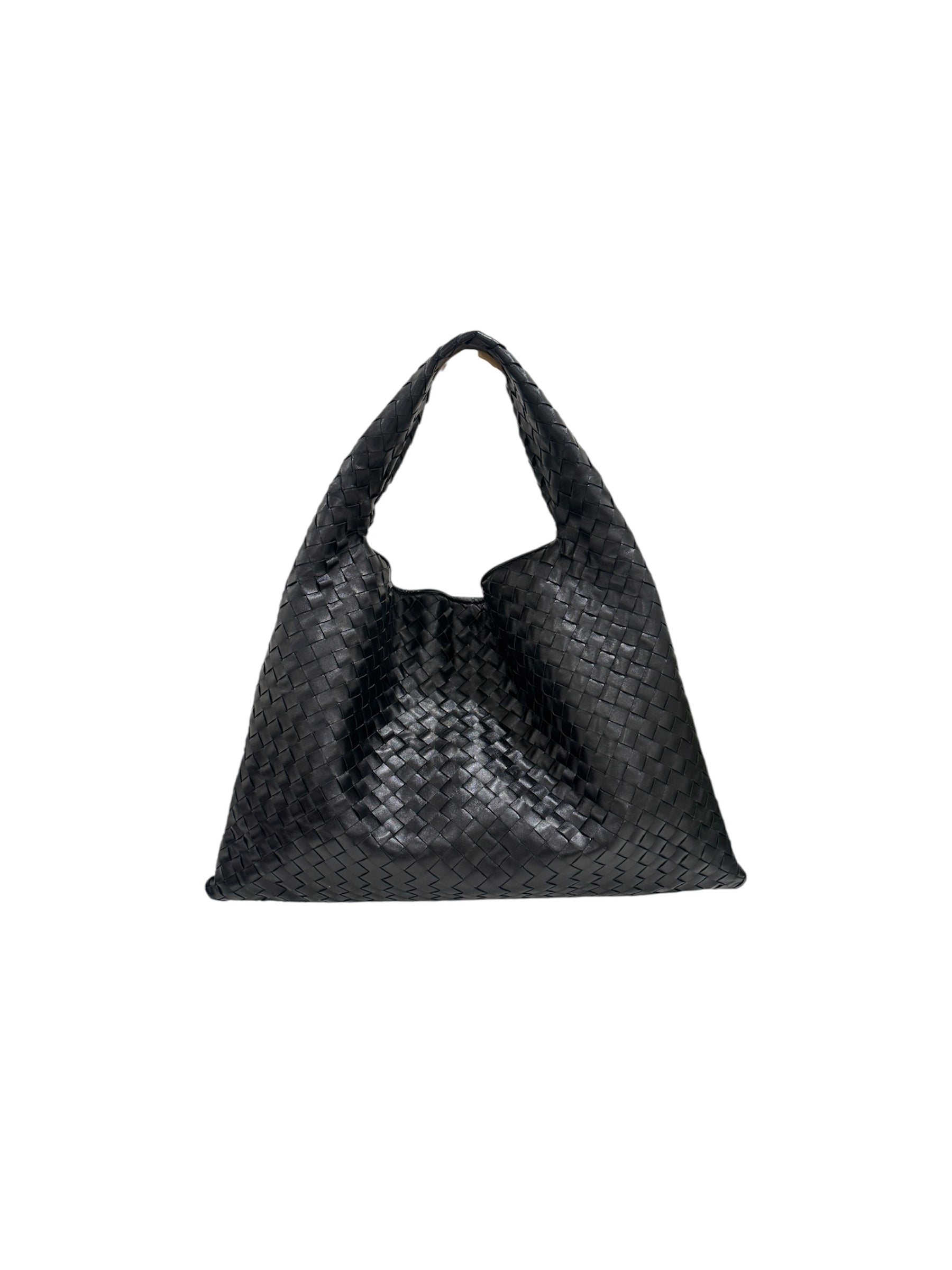 Large Hop Intrecciato Leather Hobo Bag