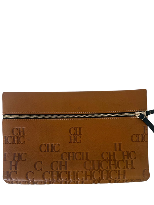 CH EMBOSSED BROWN CLUTCH