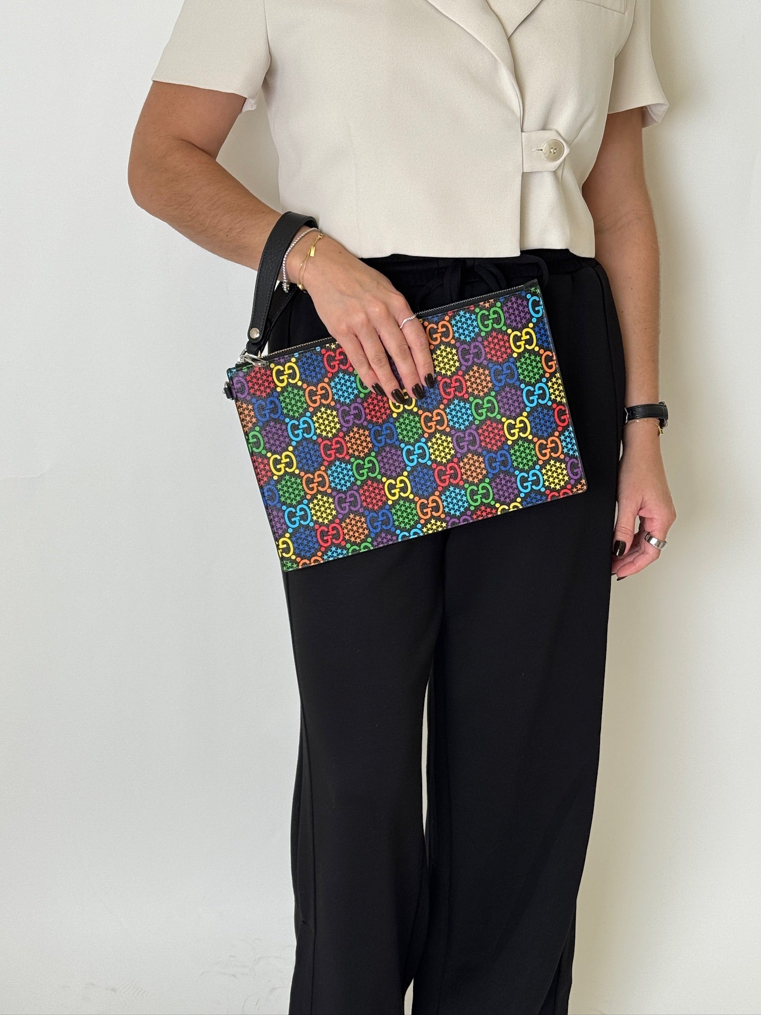 Supreme Monogram Psychedelic Zip Wristlet Pouch