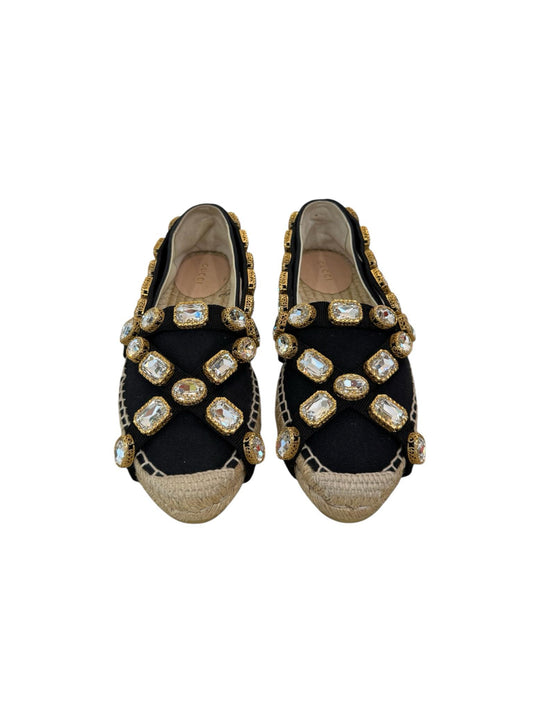 CANVAS CRYSTAL EMBELLISHED ESPADRILLES | 37.5