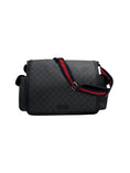 Load image into Gallery viewer, Monogram Web Messenger Diaper Bag Black Grey
