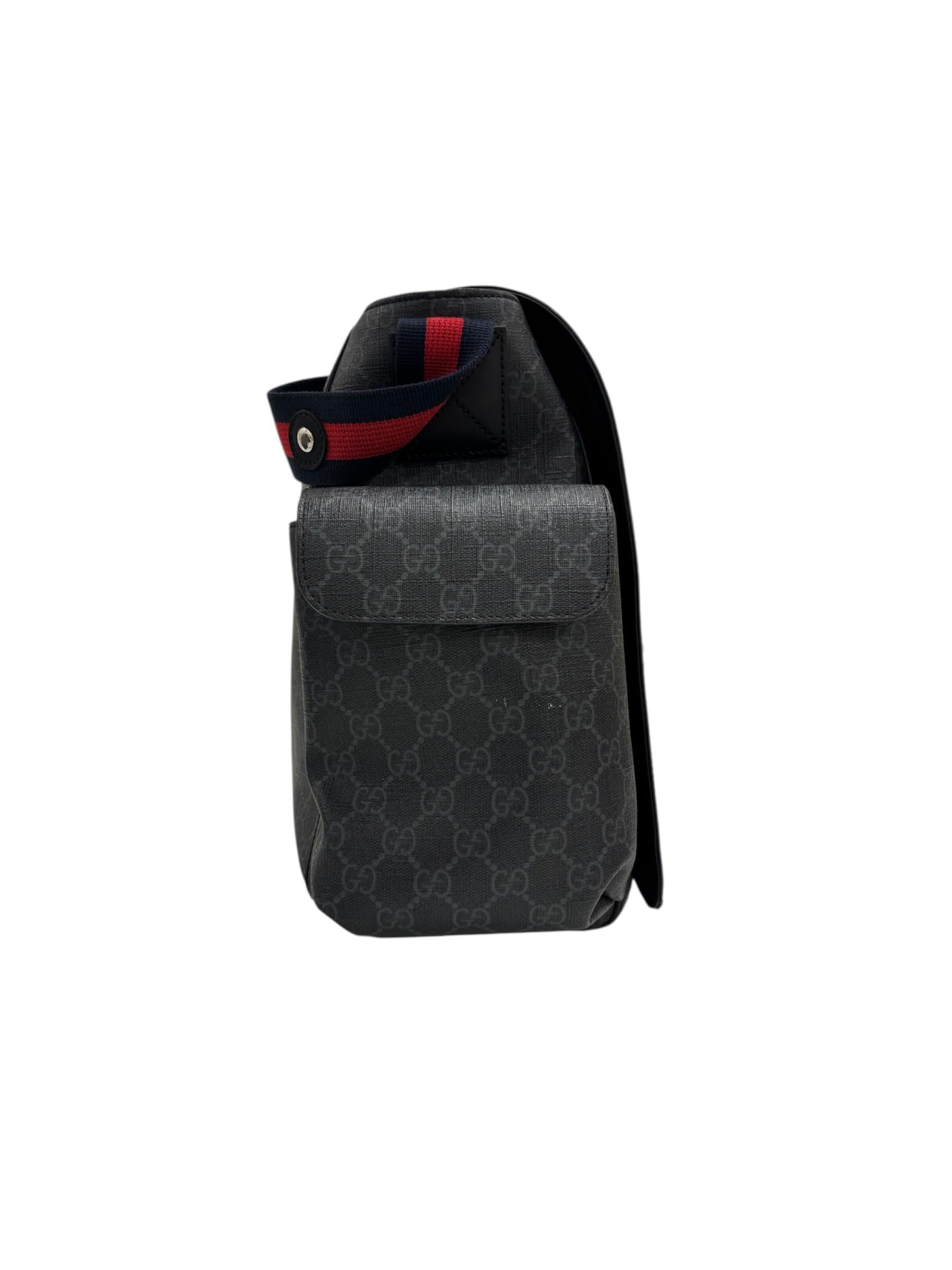 Monogram Web Messenger Diaper Bag Black Grey