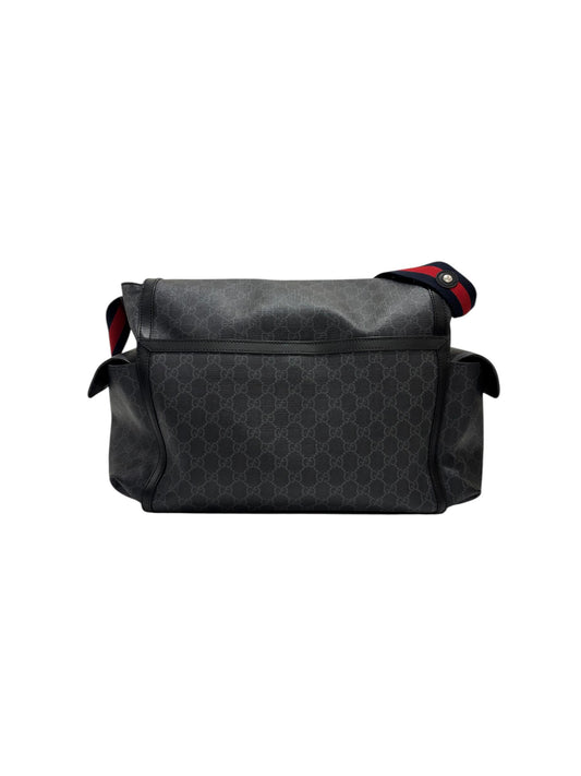 Monogram Web Messenger Diaper Bag Black Grey